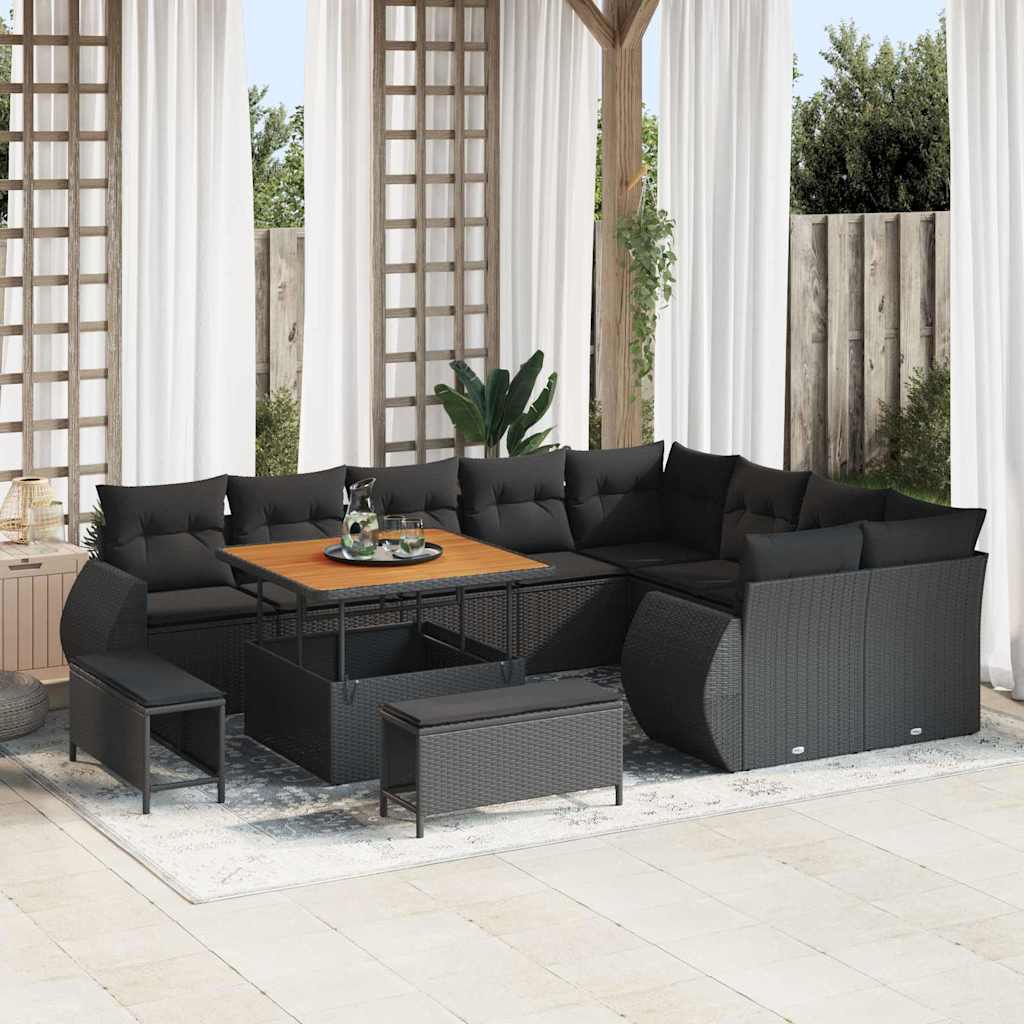 Conjunto de Sofá de Jardim 12 pcs Preto 100 x 100 x 71 cm
