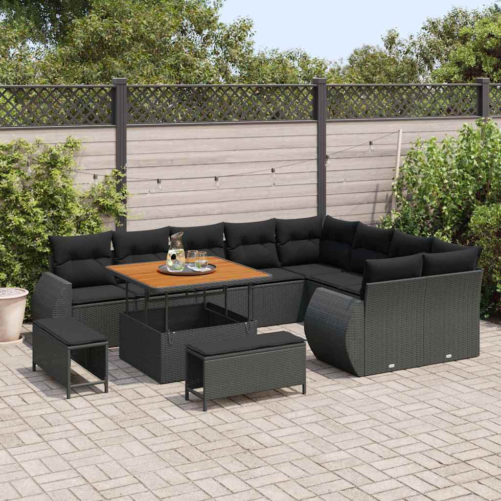 Conjunto de Sofá de Jardim 12 pcs Preto 100 x 100 x 71 cm