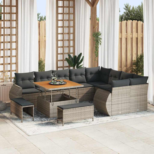 Conjunto de Sofá de Jardim 12 pcs Cinzeto 100 x 100 x 71 cm