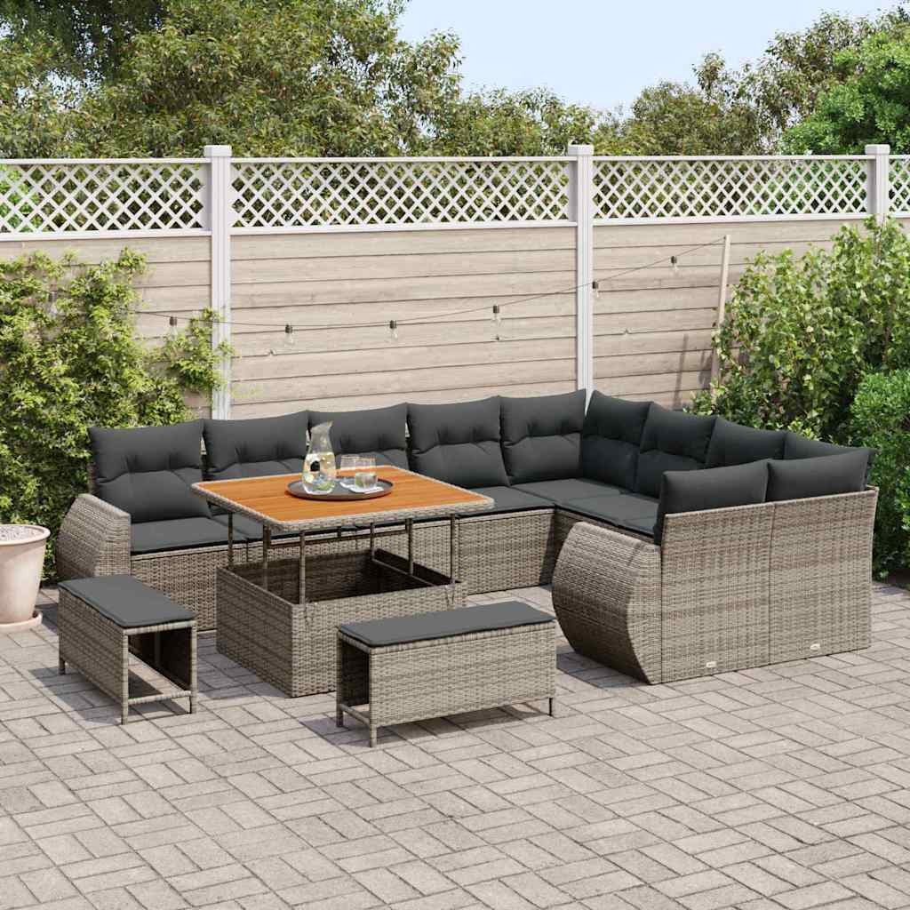 Conjunto de Sofá de Jardim 12 pcs Cinzeto 100 x 100 x 71 cm