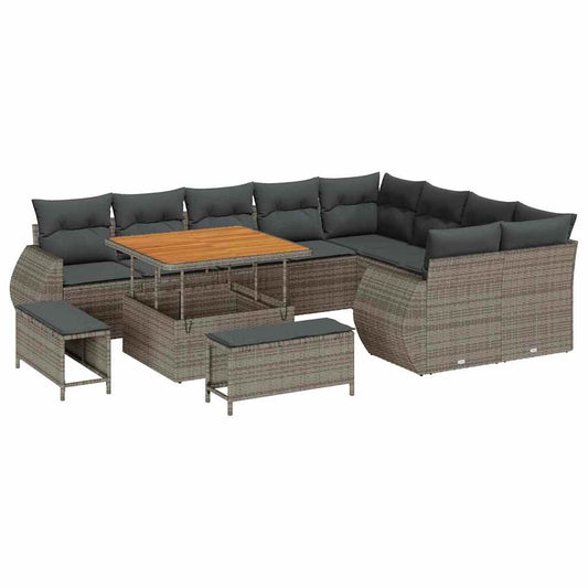 Conjunto de Sofá de Jardim 12 pcs Cinzeto 100 x 100 x 71 cm