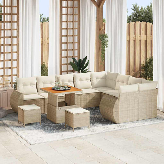 Conjunto de Sofá de Jardim 12 pcs bege e creme 80 x 80 x 71 cm