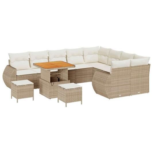 Conjunto de Sofá de Jardim 12 pcs bege e creme 80 x 80 x 71 cm
