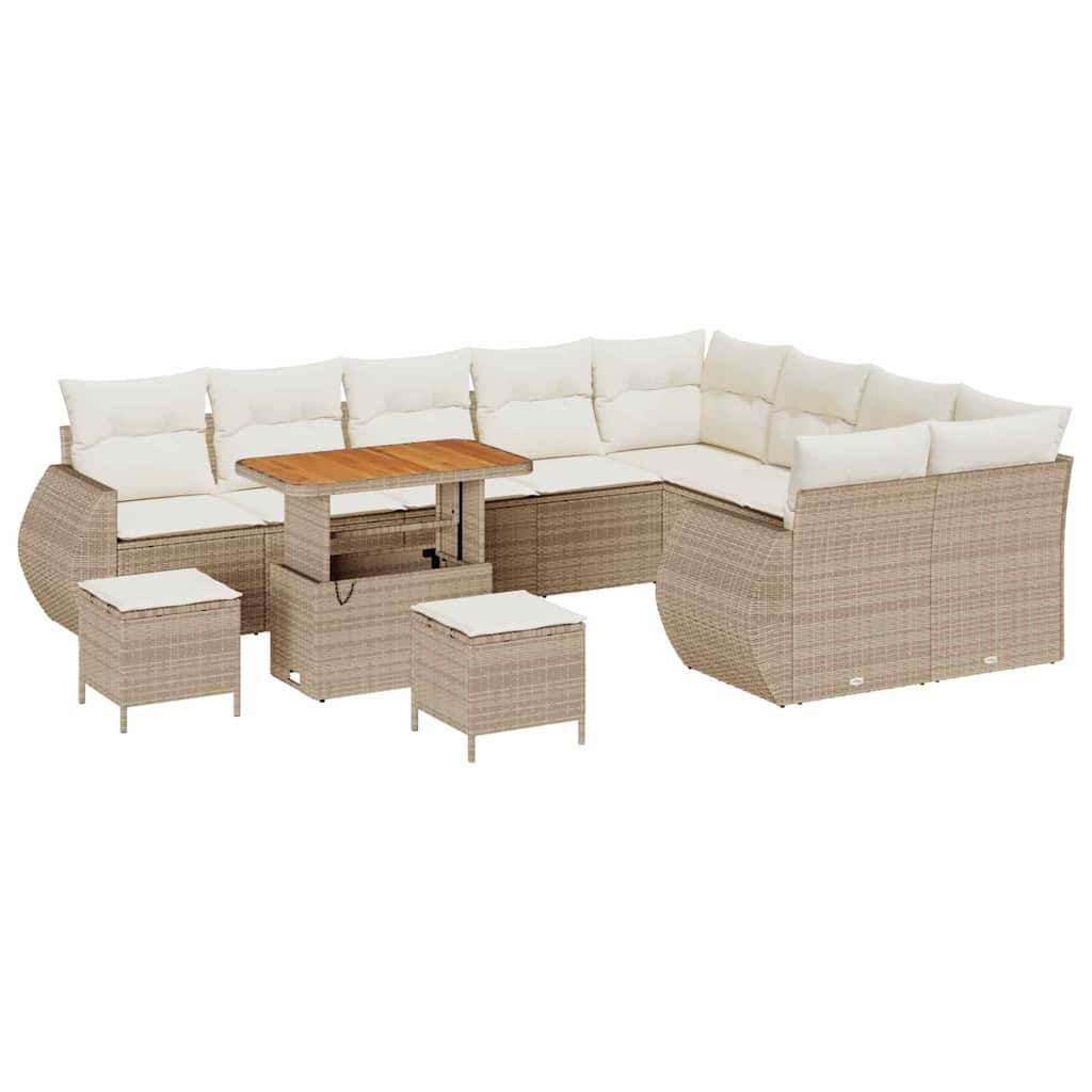 Conjunto de Sofá de Jardim 12 pcs bege e creme 90 x 55 x 71 cm