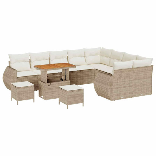Conjunto de Sofá de Jardim 12 pcs bege e creme 90 x 55 x 71 cm