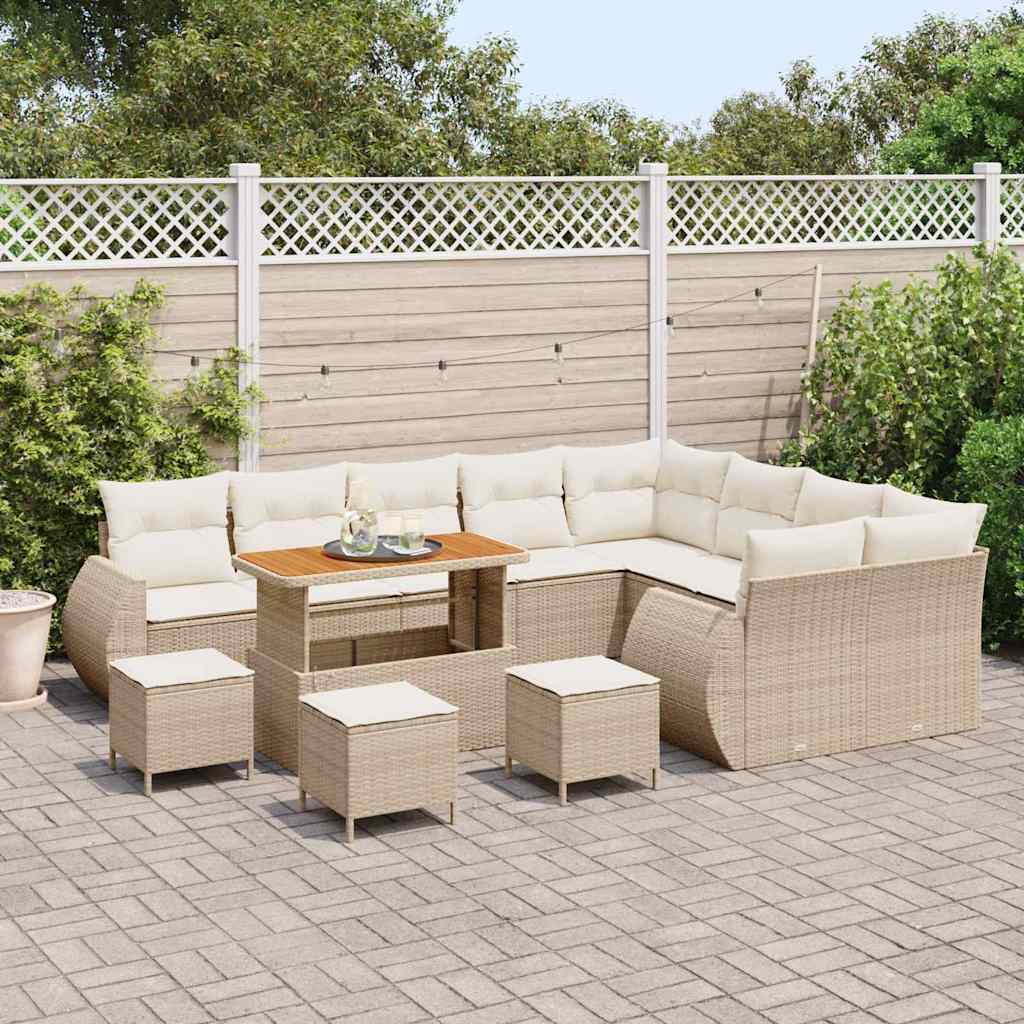 Conjunto de Sofá de Jardim 13 pcs bege e creme 110 x 55 x 71 cm
