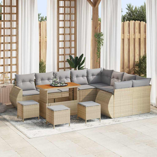 Conjunto de Sofá de Jardim 13 pcs bege e cinzento claro