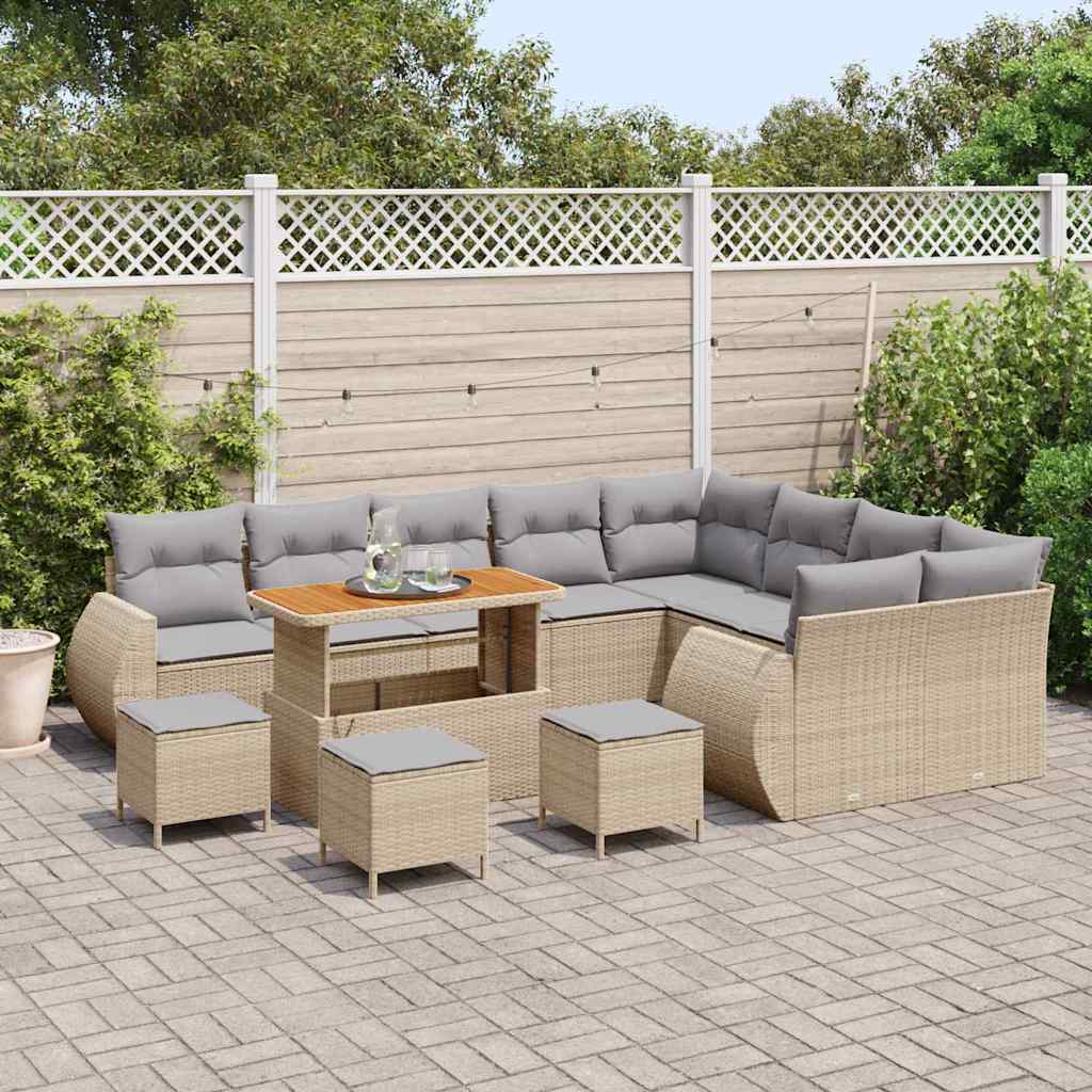 Conjunto de Sofá de Jardim 13 pcs bege e cinzento claro