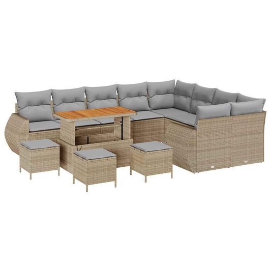 Conjunto de Sofá de Jardim 13 pcs bege e cinzento claro