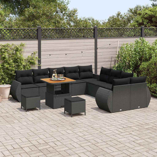 Conjunto de Sofá de Jardim 13 pcs Preto 80 x 80 x 71 cm