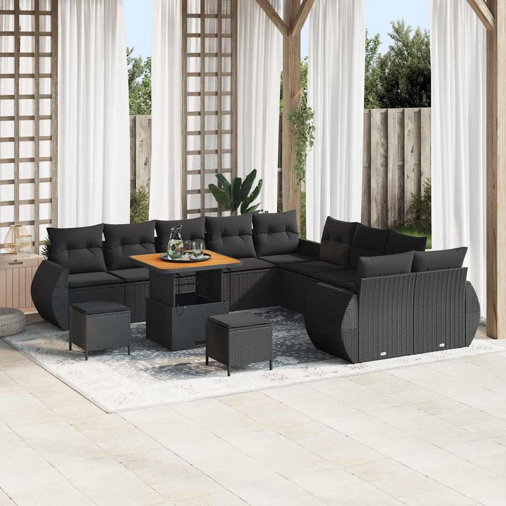 Conjunto de Sofá de Jardim 13 pcs Preto 80 x 80 x 71 cm