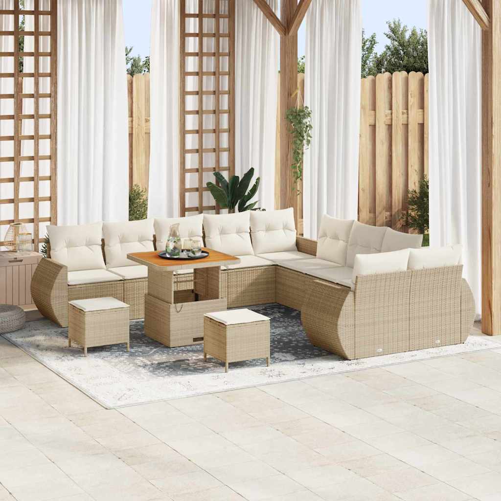 Conjunto de Sofá de Jardim 13 pcs bege e creme 80 x 80 x 71 cm