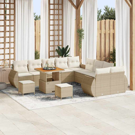 Conjunto de Sofá de Jardim 13 pcs bege e creme 80 x 80 x 71 cm