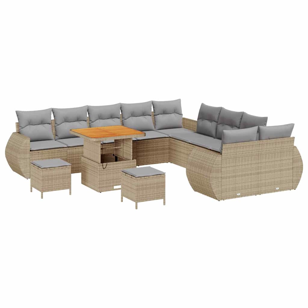 Conjunto de Sofá de Jardim 13 pcs bege e cinzento claro
