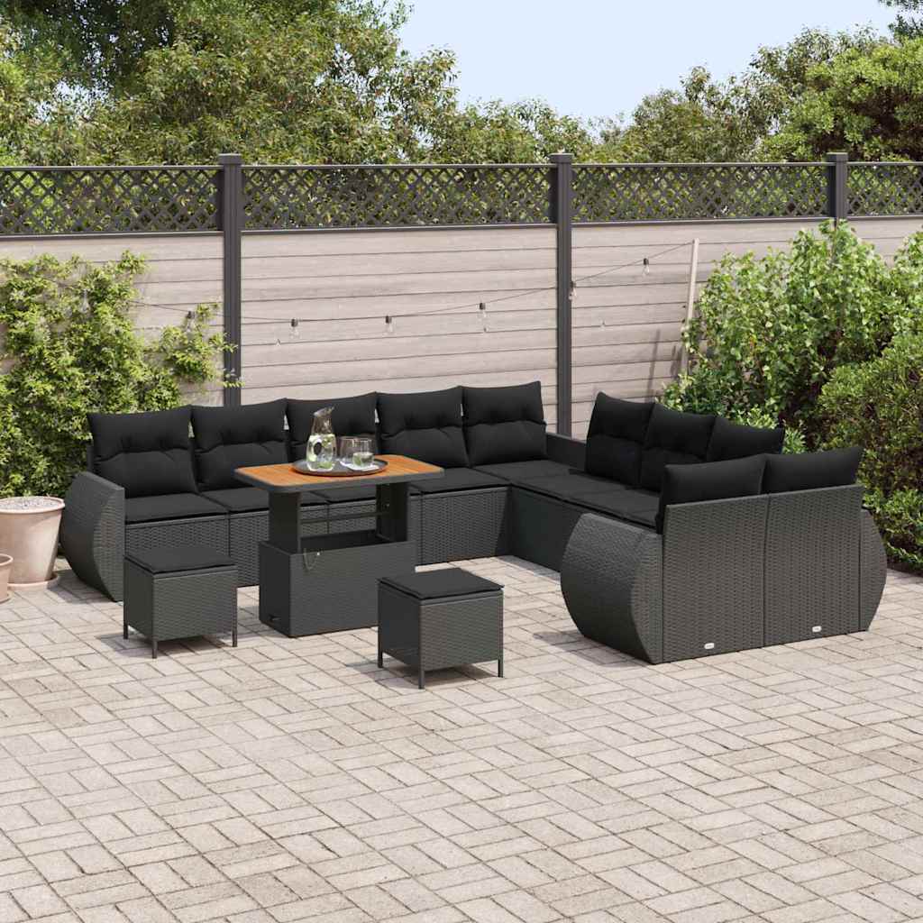 Conjunto de Sofá de Jardim 13 pcs Preto 90 x 55 x 71 cm