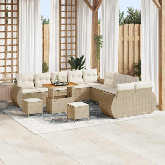 Conjunto de Sofá de Jardim 13 pcs bege e creme 90 x 55 x 71 cm