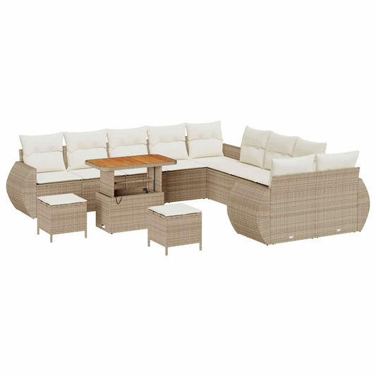 Conjunto de Sofá de Jardim 13 pcs bege e creme 90 x 55 x 71 cm