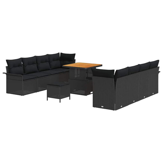 Conjunto de Sofá de Jardim 11 pcs Preto 80 x 80 x 71 cm