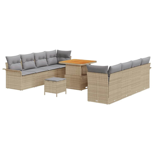 Conjunto de Sofá de Jardim 11 pcs Bege e Cinza Claro