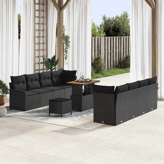 Conjunto de Sofá de Jardim 11 pcs Preto 90 x 55 x 71 cm