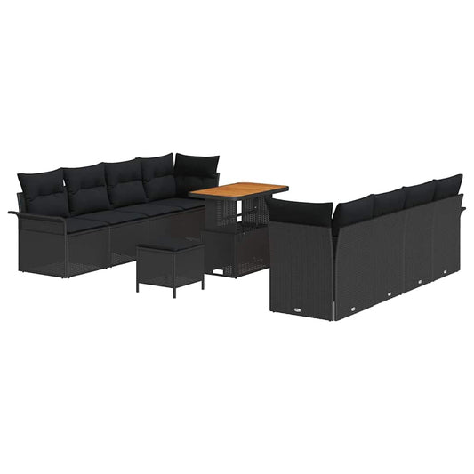 Conjunto de Sofá de Jardim 11 pcs Preto 90 x 55 x 71 cm