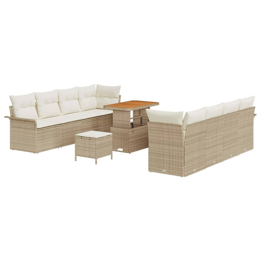 Conjunto de Sofá de Jardim 11 pcs Bege e Creme 90 x 55 x 71 cm