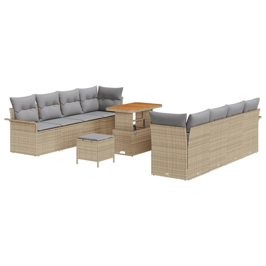 Conjunto de Sofá de Jardim 11 pcs Bege e Cinza Claro