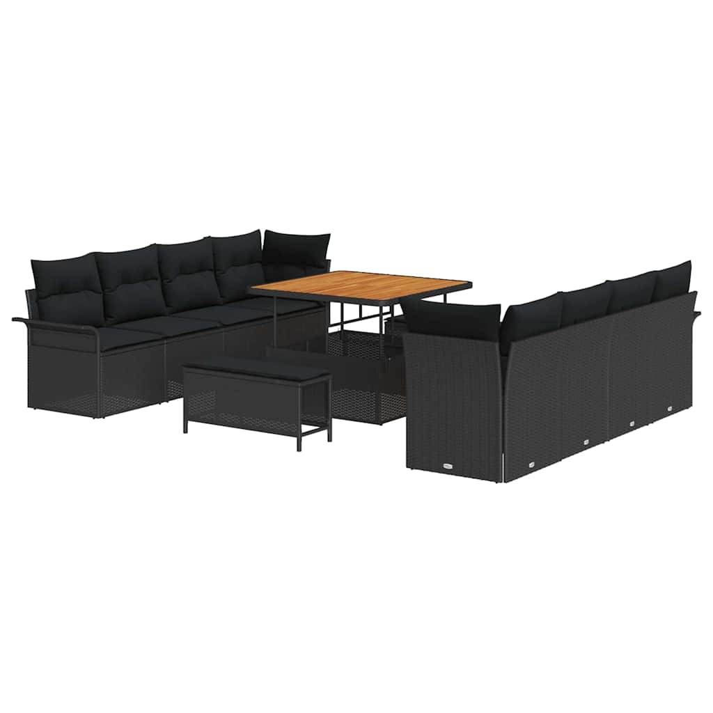 Conjunto de Sofá de Jardim 11 pcs Preto 100 x 100 x 71 cm