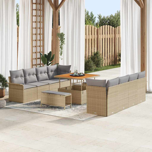 Conjunto de Sofá de Jardim 11 pcs Bege e Cinza Claro