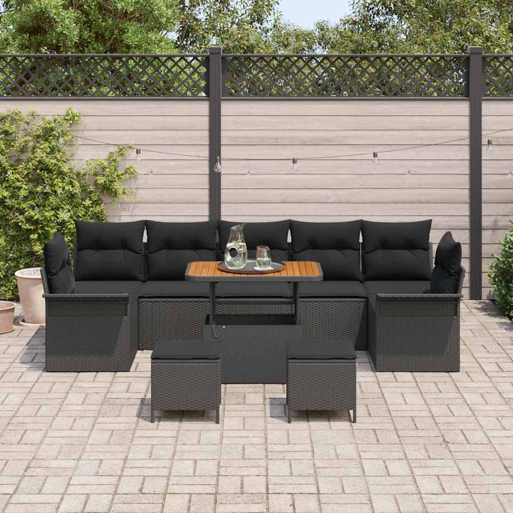 Conjunto de Sofá de Jardim 10 pcs Preto 90 x 55 x 71 cm