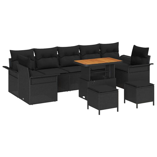Conjunto de Sofá de Jardim 10 pcs Preto 90 x 55 x 71 cm