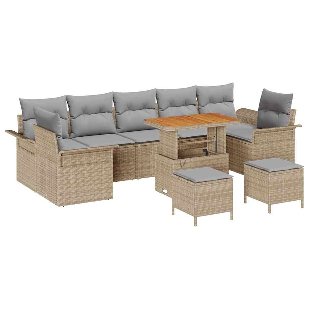 Conjunto de Sofá de Jardim 10 pcs Bege e Cinza Claro