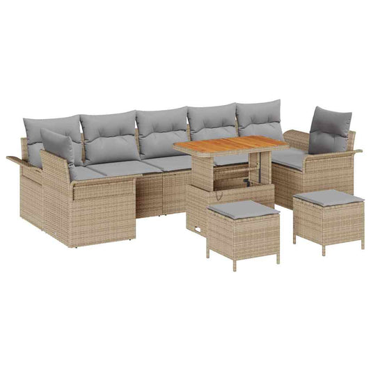 Conjunto de Sofá de Jardim 10 pcs Bege e Cinza Claro