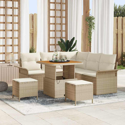 Conjunto de Sofá de Jardim 8 pcs Bege e Creme 80 x 80 x 71 cm