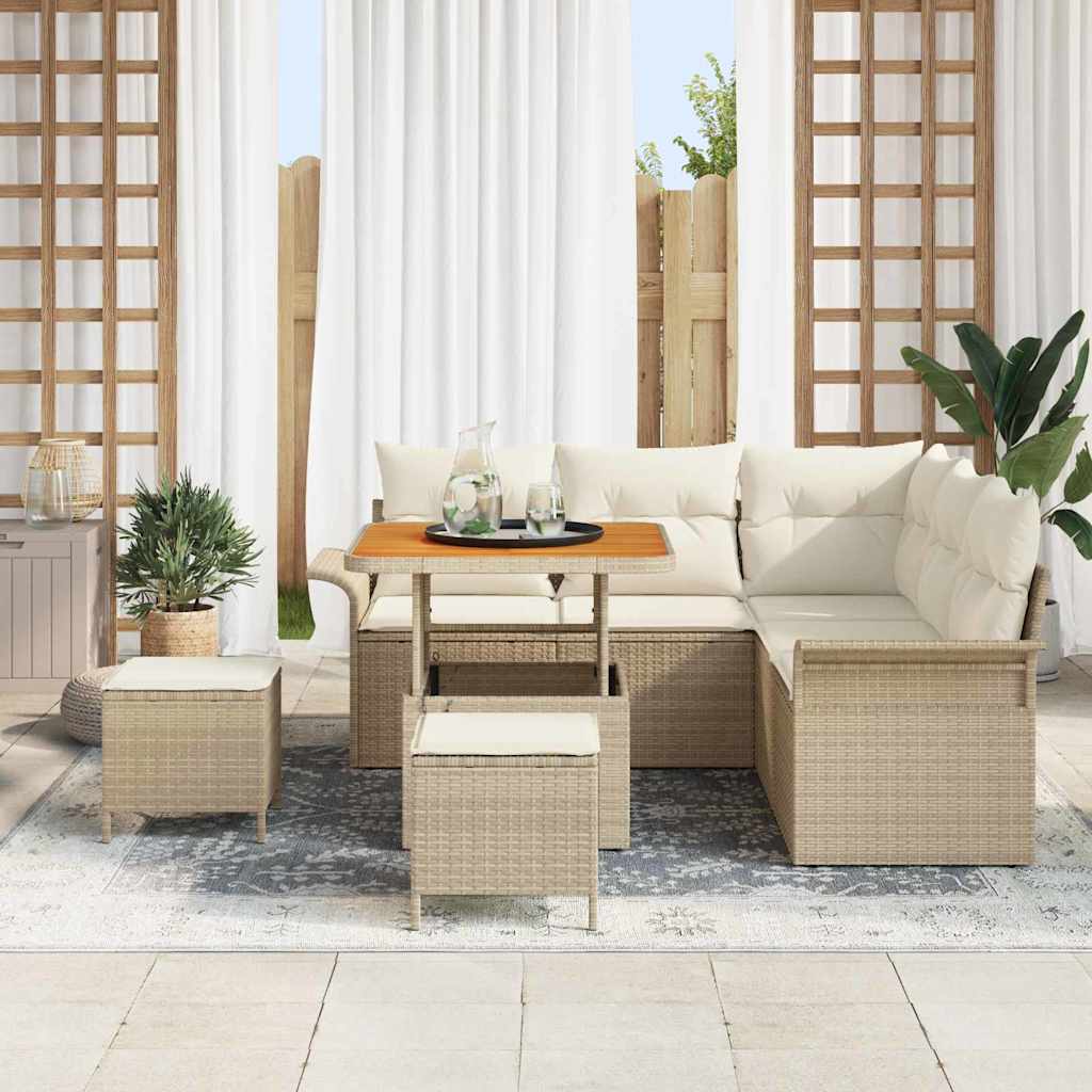 Conjunto de Sofá de Jardim 8 pcs Bege e Creme 80 x 80 x 71 cm
