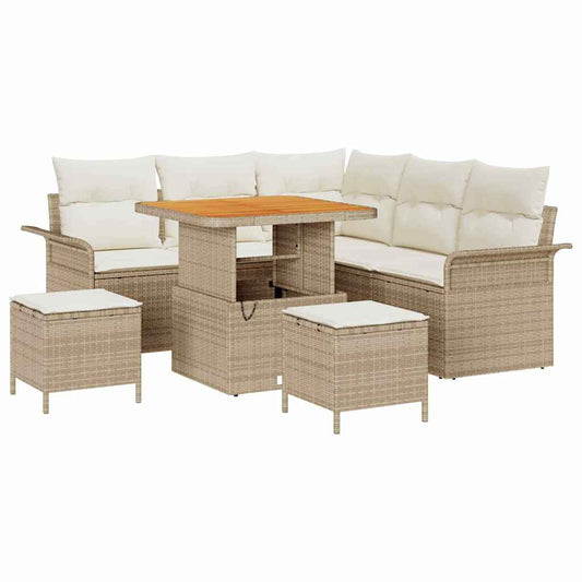 Conjunto de Sofá de Jardim 8 pcs Bege e Creme 80 x 80 x 71 cm
