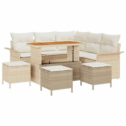 Conjunto de Sofá de Jardim 9 pcs Bege e Creme 110 x 55 x 71 cm