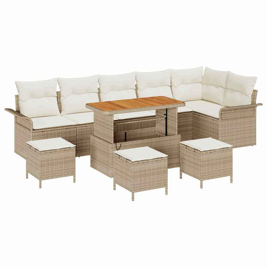 Conjunto de Sofá de Jardim 10 pcs Bege e Creme 110 x 55 x 71 cm