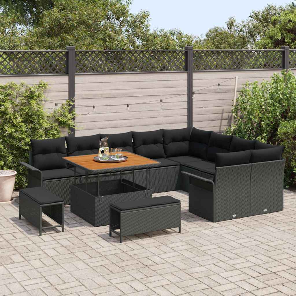 Conjunto de Sofá de Jardim 12 pcs Preto 100 x 100 x 71 cm