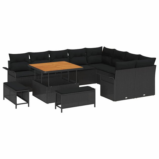 Conjunto de Sofá de Jardim 12 pcs Preto 100 x 100 x 71 cm