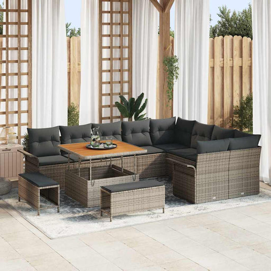 Conjunto de Sofá de Jardim 12 pcs Cinzeto 100 x 100 x 71 cm
