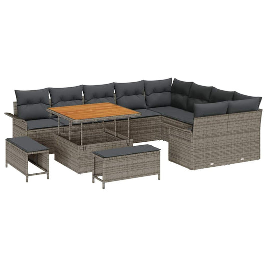 Conjunto de Sofá de Jardim 12 pcs Cinzeto 100 x 100 x 71 cm