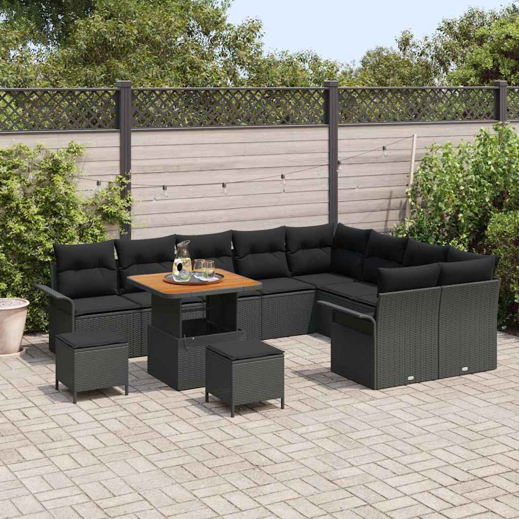 Conjunto de Sofá de Jardim 12 pcs Preto 80 x 80 x 71 cm