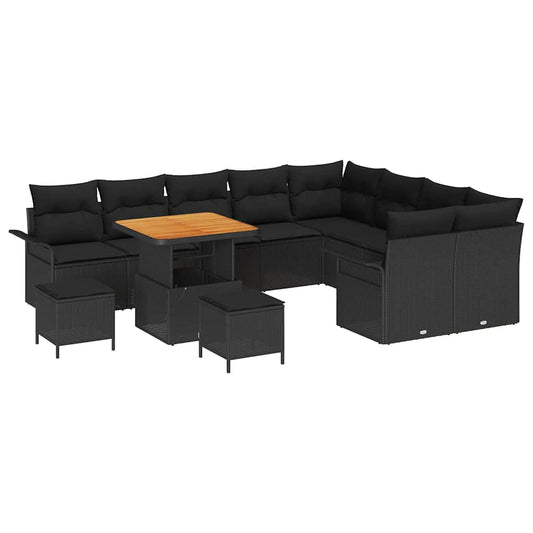 Conjunto de Sofá de Jardim 12 pcs Preto 80 x 80 x 71 cm
