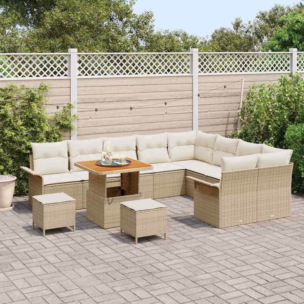 Conjunto de Sofá de Jardim 12 pcs Bege e Creme 80 x 80 x 71 cm