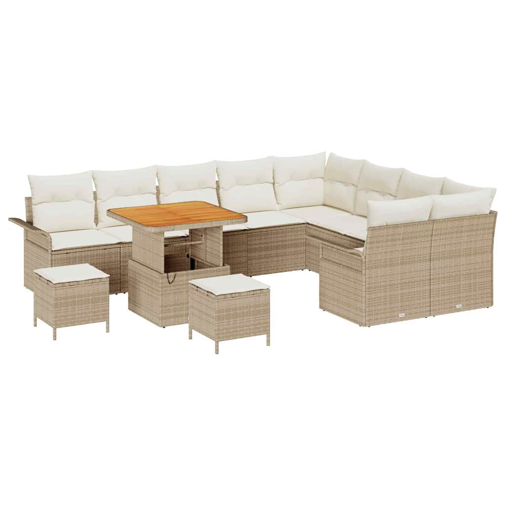 Conjunto de Sofá de Jardim 12 pcs Bege e Creme 80 x 80 x 71 cm