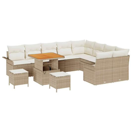Conjunto de Sofá de Jardim 12 pcs Bege e Creme 80 x 80 x 71 cm