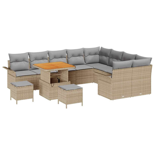 Conjunto de Sofá de Jardim 12 pcs Bege e Cinza Claro