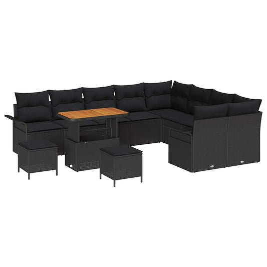 Conjunto de Sofá de Jardim 12 pcs Preto 90 x 55 x 71 cm