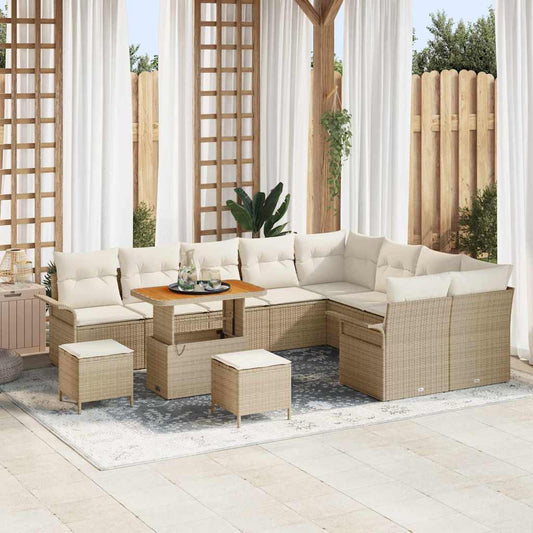 Conjunto de Sofá de Jardim 12 pcs Bege e Creme 90 x 55 x 71 cm